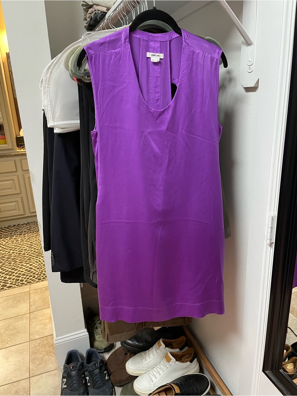 REDUCED!!  Helmut Lang V-Neck Sleeveless Shift Dress in Vibrant Purple
